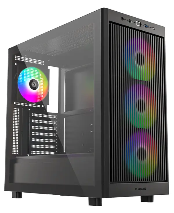 ID-COOLING WARE 510 ARGB BLACK ATX PC Case | Classic High-Airflow Mid-Tower, Tempered Glass, 4x Pre-Installed ARGB Fans & Dual 360mm Radiator Support