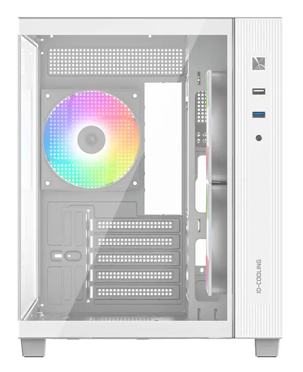 ID-COOLING VIEW 500 ARGB WHITE Micro-ATX PC Case | Dual Tempered Glass Panoramic Window, 3x Pre-Installed ARGB PWM Fans & 360mm Radiator Support