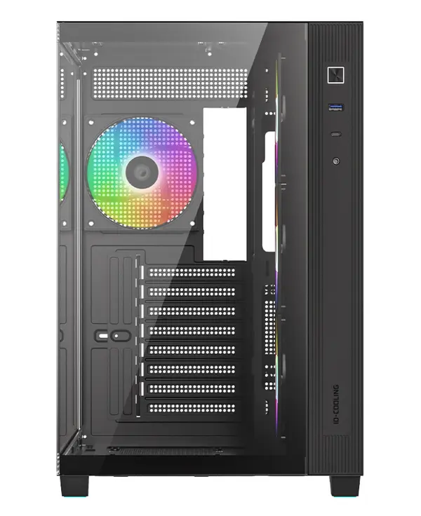 ID-COOLING VIEW 510 ARGB Black Panoramic ATX PC Case | Dual Tempered Glass Panels, 4x Pre-Installed ARGB PWM Fans, BTF Motherboard Support & Dual 360mm Radiator Capacity