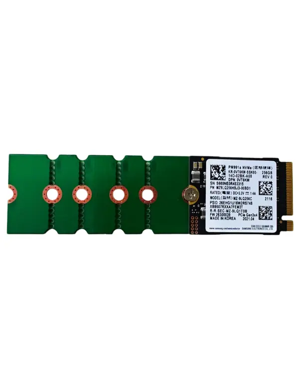 Samsung PM991a 256GB M.2 PCIe Gen3 x4 NVMe Solid State Drive with 2230-to-2280 Multi-Length Extender Adapter Bracket – MZ9LG256HBLD / Dell DPN: 0V7SKM (Samsung 128L V-NAND TLC / Read Up to 3,100 MB/s / Write Up to 1,300 MB/s / HMB Architecture / Pre-