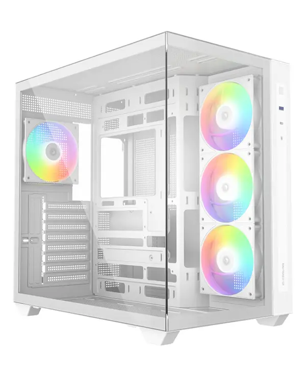 ID-COOLING VIEW 510 ARGB WHITE Panoramic ATX PC Case | Dual Tempered Glass Panels, 4x Pre-Installed ARGB PWM Fans, BTF Motherboard Support & Dual 360mm Radiator Capacity