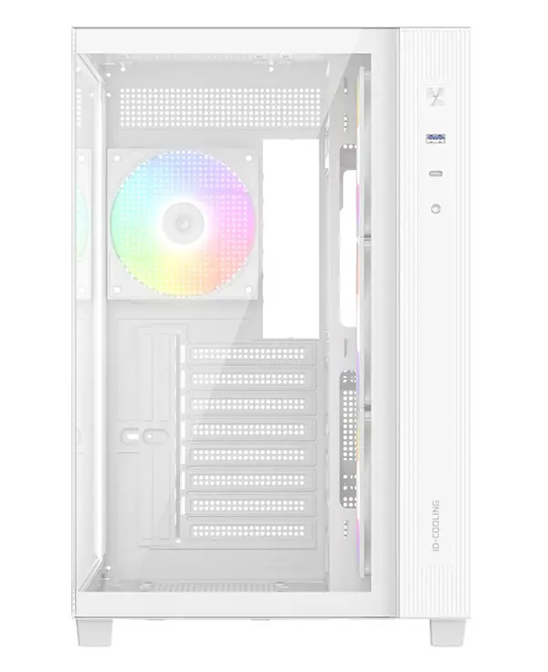 ID-COOLING VIEW 510 ARGB WHITE Panoramic ATX PC Case | Dual Tempered Glass Panels, 4x Pre-Installed ARGB PWM Fans, BTF Motherboard Support & Dual 360mm Radiator Capacity
