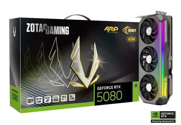 ZOTAC GAMING GeForce RTX 5080 AMP Extreme INFINITY ULTRA 16GB — Strongest OC | Infinity Mirror | 34% Larger Vapor Chamber