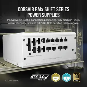 CORSAIR RMx Series RM1000x 1000W Fully Modular ATX Power Supply (White) | 80 PLUS Gold Certified, Zero RPM Fan Mode, 100% Japanese 105°C Capacitors & White Modular Sleeved Cables