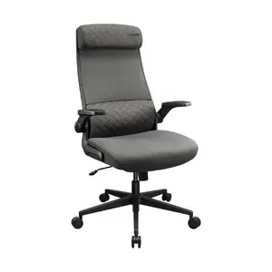 COUGAR Stryder Black | Highback Ergonomic Hybrid Workspace Chair | Flip-Up Armrests | Imitation Linen | TÜV Certified