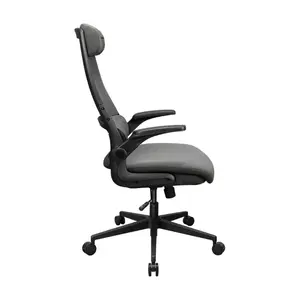 COUGAR Stryder Black | Highback Ergonomic Hybrid Workspace Chair | Flip-Up Armrests | Imitation Linen | TÜV Certified