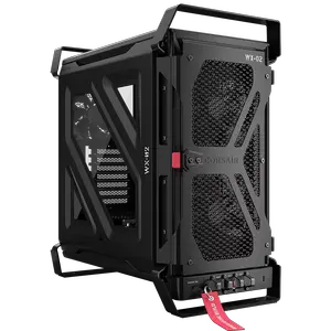 CORSAIR WARTHOG RS Performance Mid-Tower Case (Noir/Black) | Ruggedized Steel Construction with Integrated Carry Handles, 2x RS200 + 1x RS120 PWM Fans, InfiniRail™ System & BTF Motherboard Support