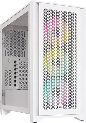CORSAIR iCUE 4000D RGB AIRFLOW QL Edition Mid-Tower ATX Case (True White) | High-Airflow Steel Front Panel, 4x Pre-Installed QL120 RGB Fans & Included iCUE Lighting Node CORE