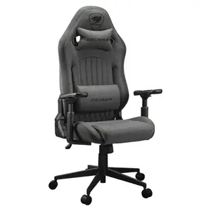 COUGAR Explore Royal Gray F | Gaming Chair | Retractable Footrest | 3D Armrests | Scalloped Seat | Imitation Linen | Head & Lumbar
