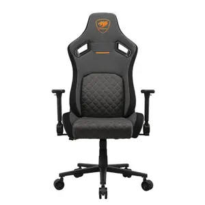 COUGAR Defensor Gray-Orange | Gaming Chair | PushBack Advanced Lumbar System | 4D Folding Armrests | Magnetic Memory Foam Neck