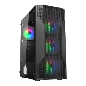 Cougar MX110 Compact ATX Black | Budget Mid Tower | Mesh Design | Basic ARGB | Tempered Glass