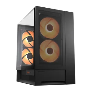 Cougar OmnyX Omni-Directional PC Case Black | 360° Tempered Glass | ARGB | Unique Omni Design