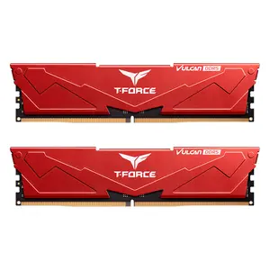 TEAMGROUP T-Force Vulcan 64GB (2x32GB) DDR5 6000MHz CL38 Desktop Gaming Memory — Red