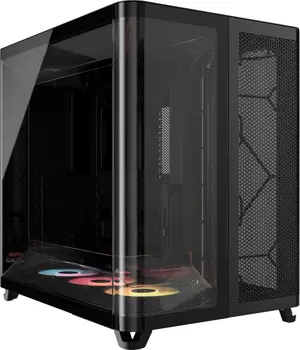 CORSAIR AIR 5400 RS-R ARGB Triple Chamber Mid-Tower PC Case | Dual Curved Glass French Door Panels, 3x Pre-Installed RS120-R Reverse-Rotor ARGB Fans, Back-Connect (BTF) Motherboard Support & RapidRoute 2.0