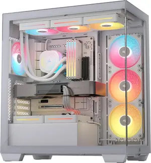CORSAIR 3500X LX-R RGB iCUE LINK Mid-Tower PC Case (White) | Dual Tempered Glass Panoramic Window, 3x Pre-Installed LX120-R RGB Reverse Fans, iCUE LINK System Hub Included & Back-Connect (BTF) Motherboard Support