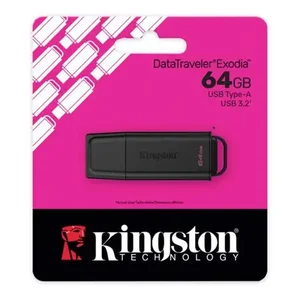Kingston 64GB DataTraveler Exodia G2 USB 3.2 Gen 1 Flash Drive (Timeless Black) | Model: DTXG2/64GB, High-Speed USB 3.2 Type-A, Streamlined Snap-On Cap Design, Compact Keyring Loop & Multi-OS Compatibility