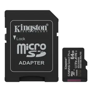 Kingston Canvas Select Plus 64GB microSDXC Memory Card with Full-Size SD Adapter | Model: SDCS2/64GB, UHS-I Class 10, Speed Class U1, Video Speed Class V10, App Performance Class A1, Up to 100MB/s Read Speed & Full HD Video Recording