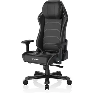 DXRacer Master Series Premium Ergonomic Executive Gaming Chair (Size XL / All Black) | Model: GC/XLMF24LTA/N (DMC-I233S-N), Premium Microfiber Leatherette & Cold-Cure Foam, Integrated 4D Rotary Lumbar Support, Rail-Mounted Adjustable Slow-Rebound Mem