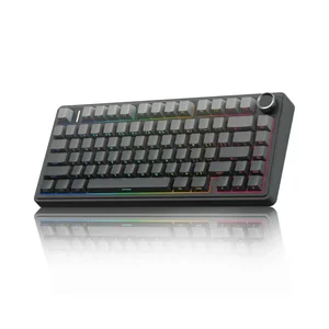 AULA F75 Pro 75% Tri-Mode Wireless Mechanical Keyboard – Gray Gradient – Reaper Switch (Gasket Mount / Multi-Function Metal Knob / Side-Printed PBT / 4000mAh Battery / South-Facing RGB / Hot-Swappable)