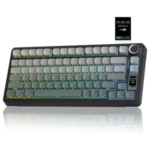 AULA S75 Pro 75% Tri-Mode Wireless Mechanical Gaming Keyboard with Smart TFT Screen & Knob – Gradient Gray – Seiya Switch (Gasket Mount / 1.14" Color Display / PBT Keycaps / 4000mAh Battery / RGB Backlit / Hot-Swappable)