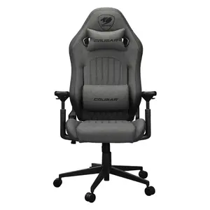 COUGAR Explore Royal Gray F | Gaming Chair | Retractable Footrest | 3D Armrests | Scalloped Seat | Imitation Linen | Head & Lumbar
