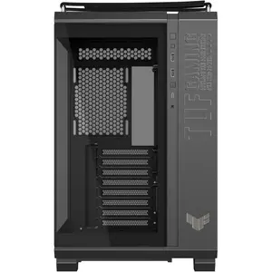 ASUS TUF Gaming GT502 Dual-Chamber Mid-Tower PC Case (White Edition - No Fans) | Front & Side Tempered Glass Panels, Tool-Free Quick-Release Side Panels, Included Vertical GPU Bracket & Heavy-Duty TUF Woven Top Handles