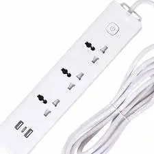 Clopal CP-101U 3-Way Power Extension Board (2M Cable, White)