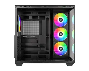ID-COOLING VIEW 510 ARGB Black Panoramic ATX PC Case | Dual Tempered Glass Panels, 4x Pre-Installed ARGB PWM Fans, BTF Motherboard Support & Dual 360mm Radiator Capacity