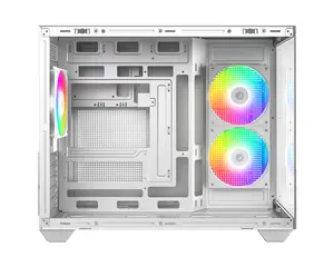 ID-COOLING VIEW 500 ARGB WHITE Micro-ATX PC Case | Dual Tempered Glass Panoramic Window, 3x Pre-Installed ARGB PWM Fans & 360mm Radiator Support