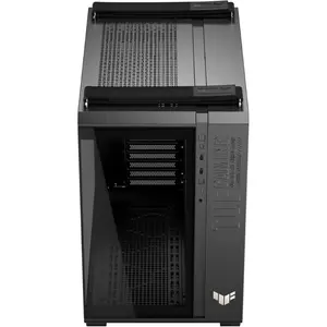 ASUS TUF Gaming GT502 Dual-Chamber Mid-Tower PC Case (White Edition - No Fans) | Front & Side Tempered Glass Panels, Tool-Free Quick-Release Side Panels, Included Vertical GPU Bracket & Heavy-Duty TUF Woven Top Handles