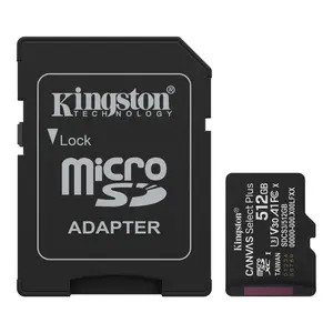 Kingston Canvas Select Plus 512GB microSDXC Memory Card with Full-Size SD Adapter | Model: SDCS2/512GB, UHS-I Class 10, Speed Class U1, Video Speed Class V10, App Performance Class A1, Up to 100MB/s Read Speed & Full HD Video Recording