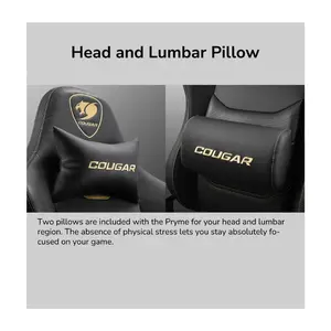 COUGAR Pryme Gold F | High-Back Gaming Chair | Imitation Linen | Adjustable Seat Depth | Discreet Lumbar Pillow | Class 4 Lift