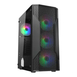 Cougar MX110 Compact ATX Black | Budget Mid Tower | Mesh Design | Basic ARGB | Tempered Glass