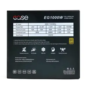 Ease EG1000W 1000W 80 Plus Gold Fully Modular Power Supply | Unique SMD DC-to-DC Circuit, Solid State Capacitors, 140mm Silent Fan & PCIe 5.0 Support