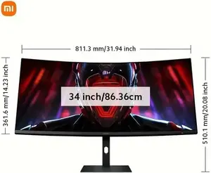 Xiaomi G34WQi 34" Ultrawide WQHD Curved 180Hz Gaming Monitor – C34WQBA-RGGL (3440×1440 / 1500R Curvature / 21:9 Aspect Ratio / 1ms MPRT / AMD FreeSync Premium / 95% DCI-P3 & 100% sRGB / ΔE<2 / Tilt-Adjustable Stand)