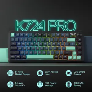 Redragon Behemoth Pro K724GBG-RGB-PRO | Tri-Modes | 75% Size Mechanical Keyboard with LCD Screen & Knob