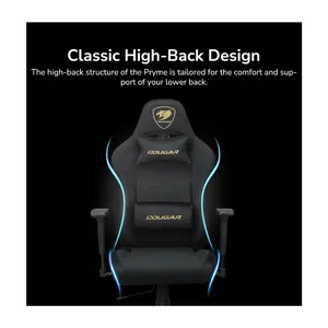 COUGAR Pryme Gold F | High-Back Gaming Chair | Imitation Linen | Adjustable Seat Depth | Discreet Lumbar Pillow | Class 4 Lift