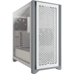 CORSAIR iCUE 4000D RGB AIRFLOW QL Edition Mid-Tower ATX Case (True White) | High-Airflow Steel Front Panel, 4x Pre-Installed QL120 RGB Fans & Included iCUE Lighting Node CORE