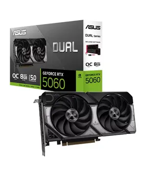 ASUS Dual GeForce RTX 5060 OC 8GB GDDR7 — Blackwell | DLSS 4 | SFF-Ready | 2565 MHz Boost