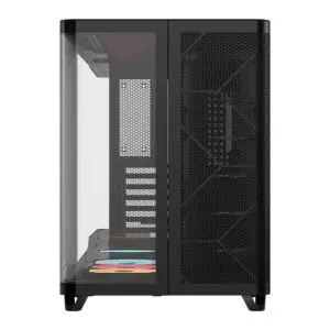CORSAIR AIR 5400 RS-R ARGB Triple Chamber Mid-Tower PC Case | Dual Curved Glass French Door Panels, 3x Pre-Installed RS120-R Reverse-Rotor ARGB Fans, Back-Connect (BTF) Motherboard Support & RapidRoute 2.0