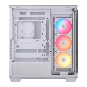 CORSAIR 3500X LX-R RGB iCUE LINK Mid-Tower PC Case (White) | Dual Tempered Glass Panoramic Window, 3x Pre-Installed LX120-R RGB Reverse Fans, iCUE LINK System Hub Included & Back-Connect (BTF) Motherboard Support