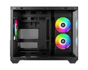 ID-COOLING VIEW 500 ARGB Micro-ATX PC Case | Dual Tempered Glass Panoramic Window, 3x Pre-Installed ARGB PWM Fans & 360mm Radiator Support