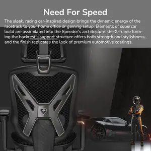 COUGAR Speeder Black | Racing-Inspired Gaming Chair | 3D Hyperrotation Armrests 225° | Adjustable Seat Depth | TÜV Certified