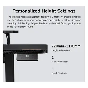 COUGAR E-Star 140 Black | Electric Gaming Desk 1400×600mm | Motorized Height 720–1170mm | 2 Memory Presets | Full Desk Mousepad