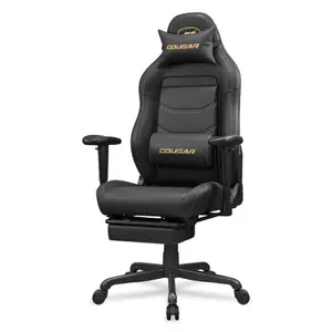 COUGAR Explore Neo Gold | Gaming Chair | Retractable Footrest | 3D Armrests | Scalloped Bucket Seat | Head & Lumbar Cushions