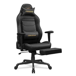 COUGAR Explore Neo Gold | Gaming Chair | Retractable Footrest | 3D Armrests | Scalloped Bucket Seat | Head & Lumbar Cushions