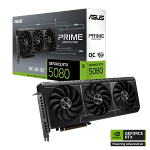 ASUS Prime GeForce RTX 5080 OC 16GB GDDR7 — Blackwell | SFF-Ready 2.5-Slot | Vapor Chamber | Phase-Change Pad