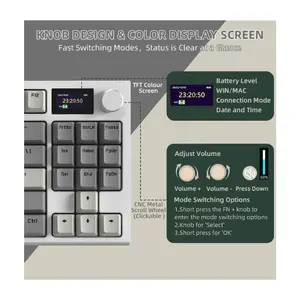 Attack Shark K86 Gray | 87-Key Tri-Mode Wireless Keyboard | TFT Smart Display + CNC Knob | Side-Print PBT | Hot-Swap