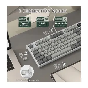 Attack Shark K86 Gray | 87-Key Tri-Mode Wireless Keyboard | TFT Smart Display + CNC Knob | Side-Print PBT | Hot-Swap