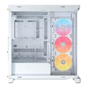 CORSAIR FRAME 4500X LX-R RGB iCUE LINK Panoramic Glass Mid-Tower PC Case (White) | Dual Pillarless Tempered Glass Panels, 3x Pre-Installed LX120-R RGB Reverse Fans, iCUE LINK System Hub & BTF Motherboard Support